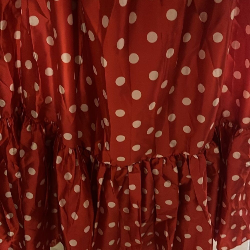 Anthropologie atsu bow Red Polka Dot Dress size large - Picture 8 of 8